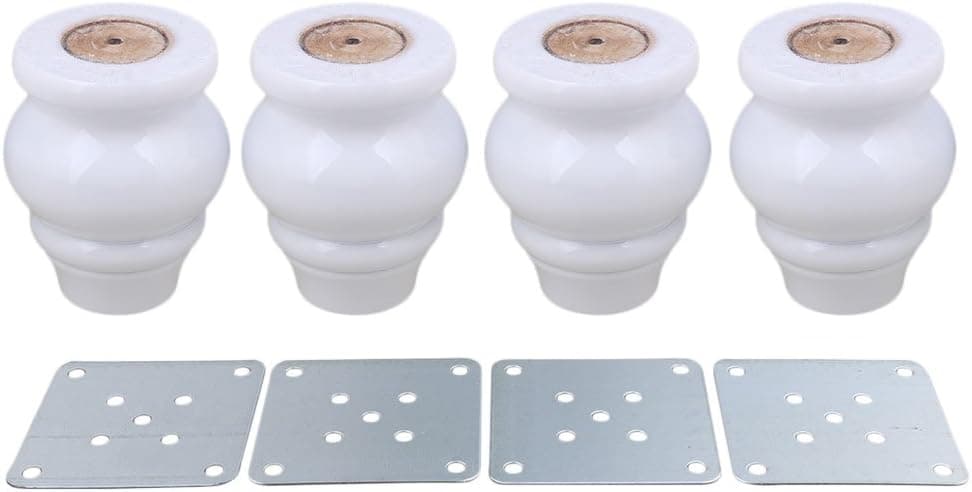 BQLZR 9x6.5x4cm White Wood Gourd-Shaped Furniture Table Sofa Desk Legs Feet Pack of 4