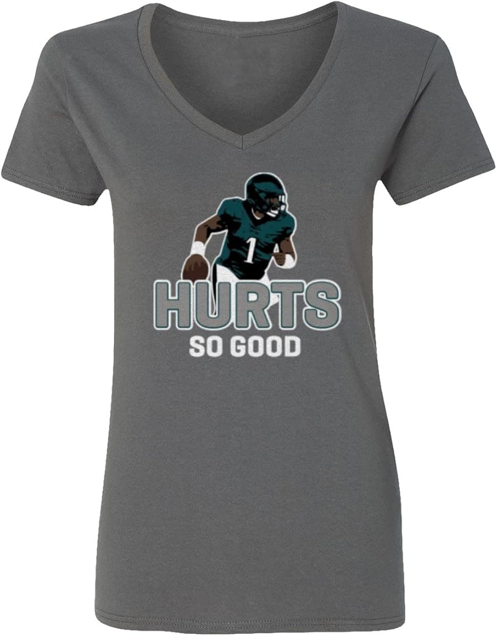LES TRICOT Hurts So Good Jalen Philadelphia Football Ladies' V-Neck Tshirt