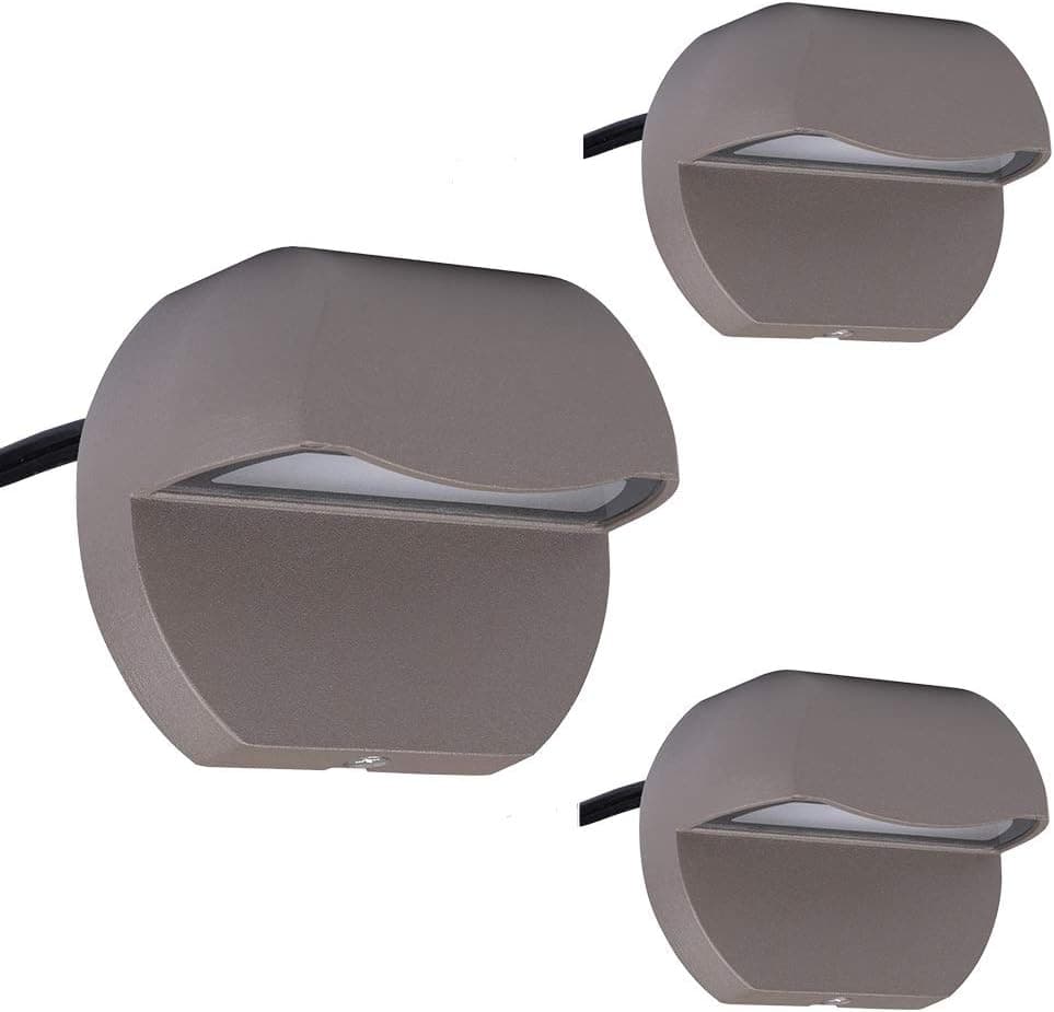 Arrownine Landscape Lighting Cast Aluminum 2.5 Watt Deck LED Lights Low Voltage 12V AC/DC Outdoor Patio Step Light,Post Stair Fence Lighting Soft Warm White Water Resistant IP65,Bronze Finish 3-Pack