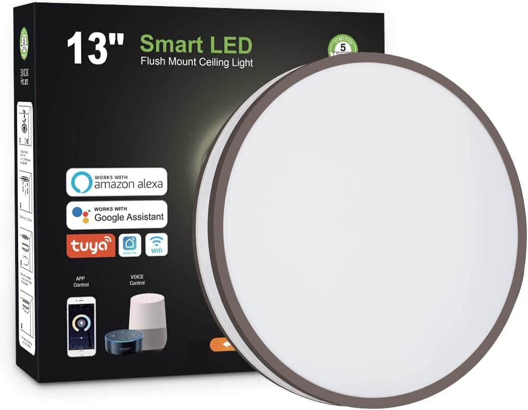 kadision LED Smart Ceiling Light 13”, 1600lm Dimmable 2700K -6500K App Control Flush Mount Light Fixture, Work with Alexa, Google Assistant, ETL Listed