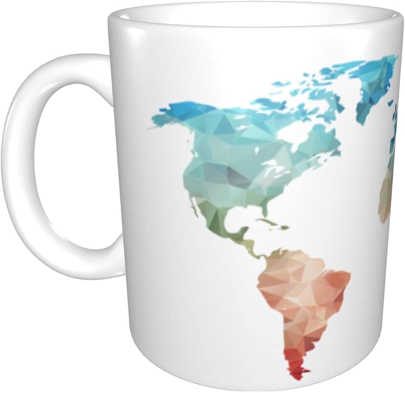 TEIKKIOP Colorful Map Mugs Novelty Modern Ceramic Porcelain Coffee Tea Cups for Women Men Boys Girls Office Home Farmhouse 11 Ounces