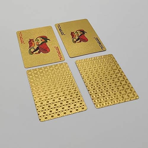 ACELION Waterproof Playing Cards, Plastic Playing Cards, Deck of Cards, Gift Poker Cards (Gold Diamond Black Tin)