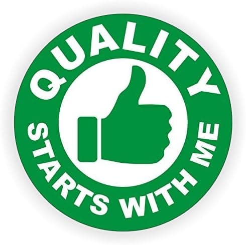 (2 PACK) QUALITY STARTS WITH ME circle vinyl Hard Hat Helmet decal - size: 2" ROUND color: GREEN/WHITE - Hard Hat, Helmet, Windows, Walls, Bumpers, Laptop, Lockers, etc.
