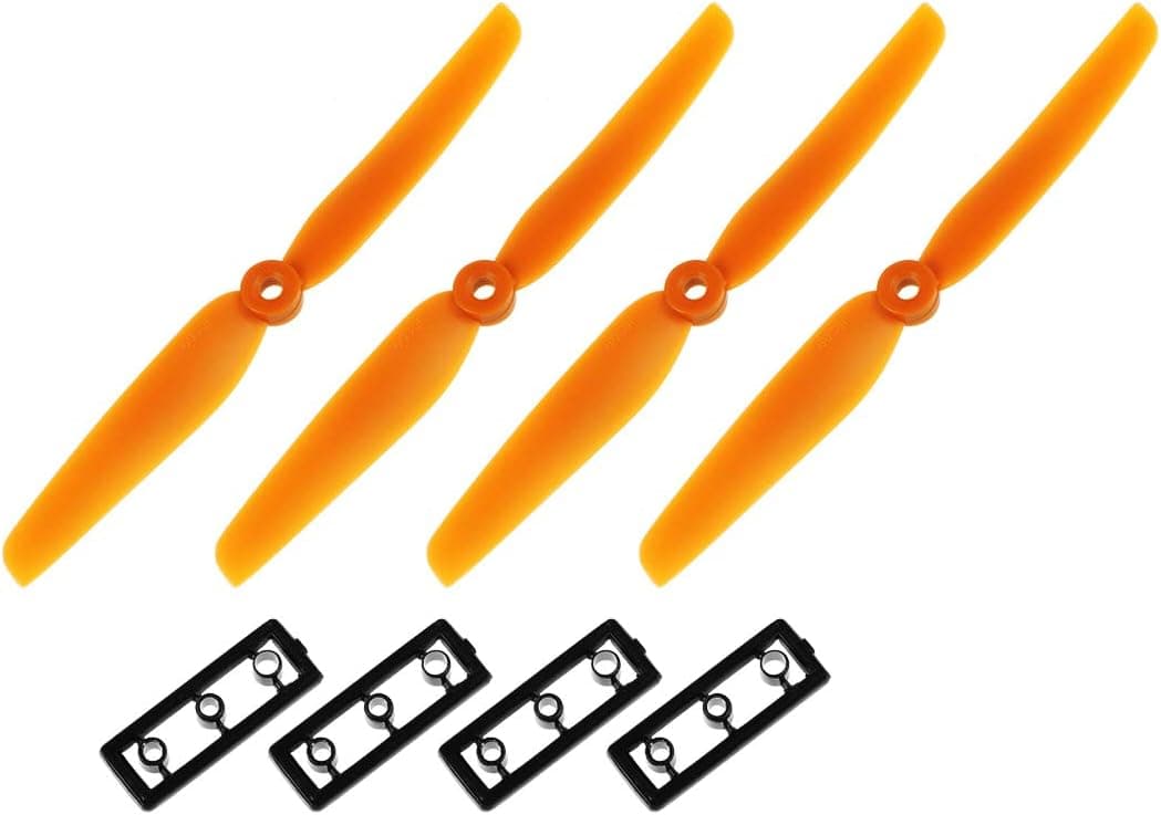 uxcell RC Propellers 6030 6x3 Inch CW CCW 2-Vane for Quadcopter Hexacopter Multirotor, Orange 2 Pairs with Adapter Rings