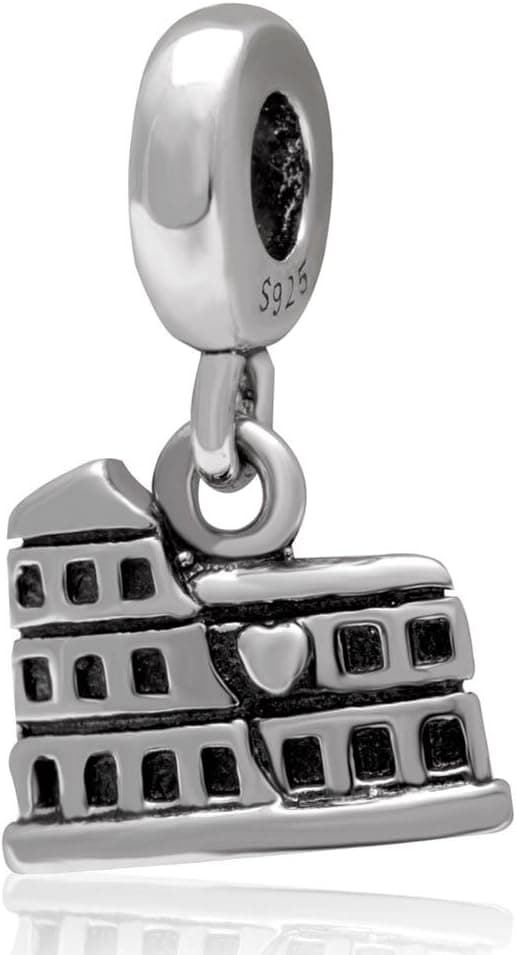Roman Colosseum Charm 925 Sterling Silver Travel Charm Building Charm for Pandora Bracelet (Roman Colosseum)