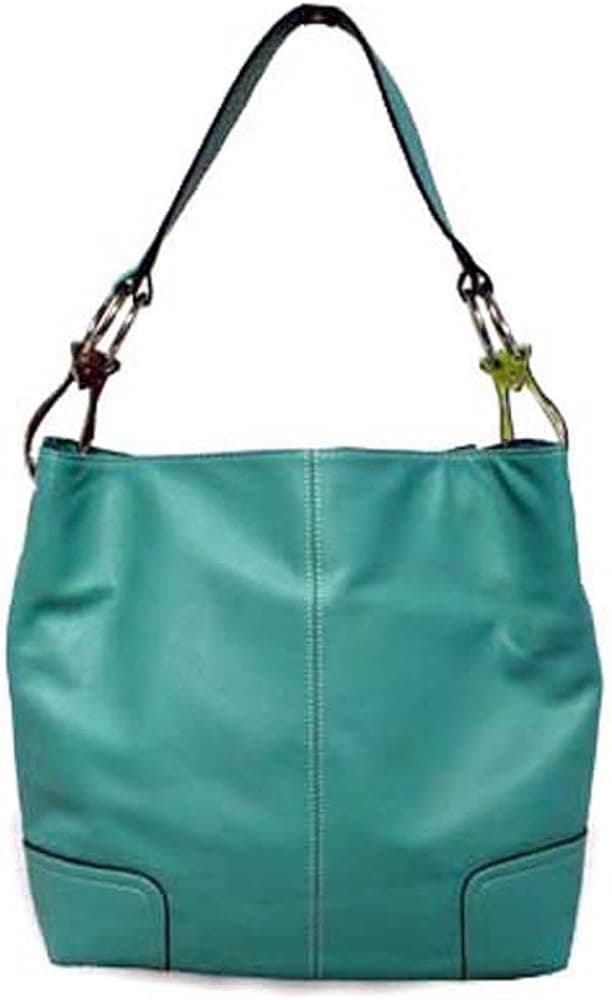 Classic Tall Large TOSCA Hobo Shoulder Handbag Silver Buckles Italy (Turquoise)