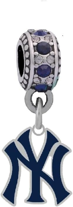 New York Yankees Logo Charm Compatible With Pandora Style Bracelets. Can also be worn as a necklace (Included.)