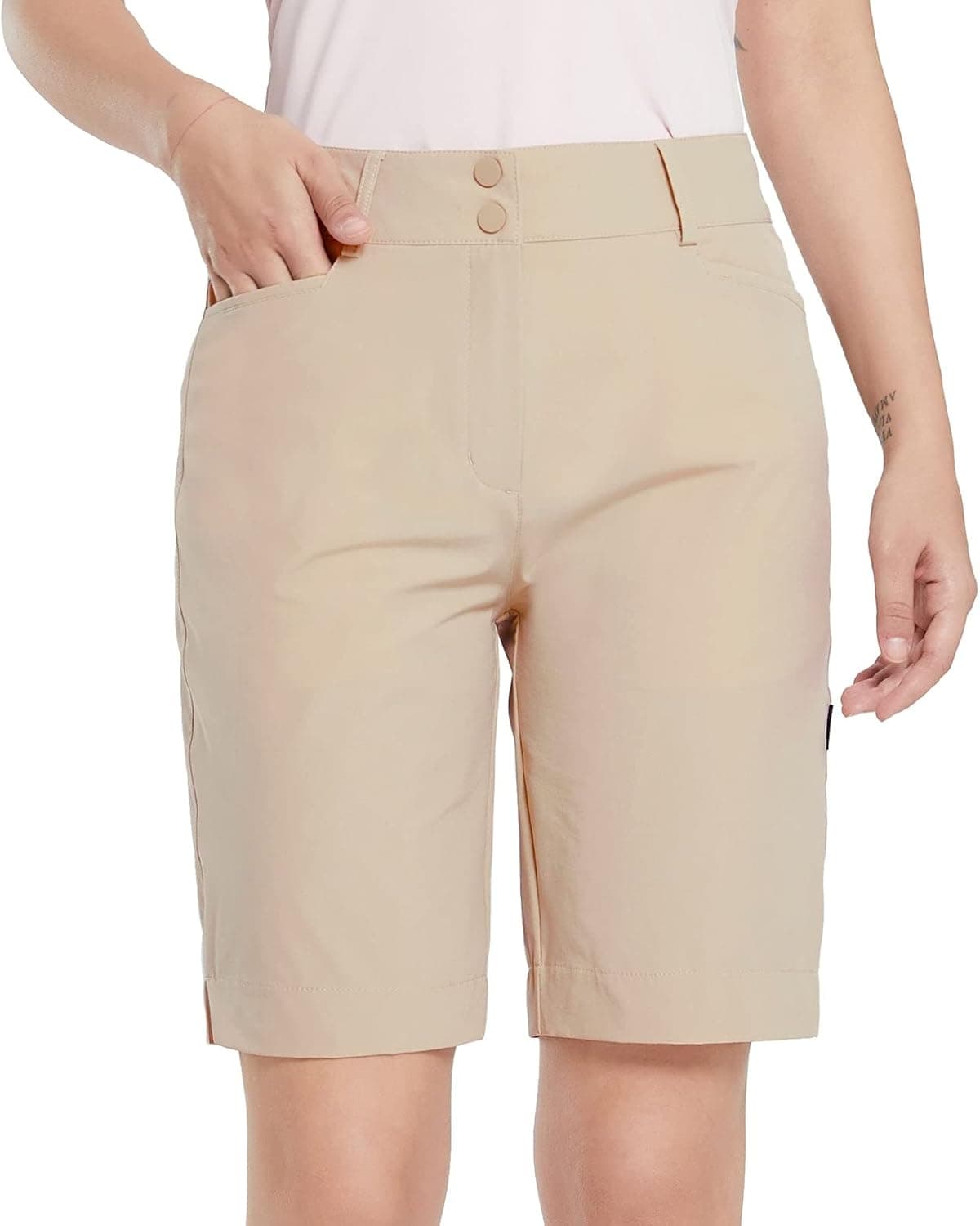 BALEAF Women's Golf Shorts 9" Bermuda Long Short Knee Length Stretch with Pockets Golfing Apparel for Ladies
