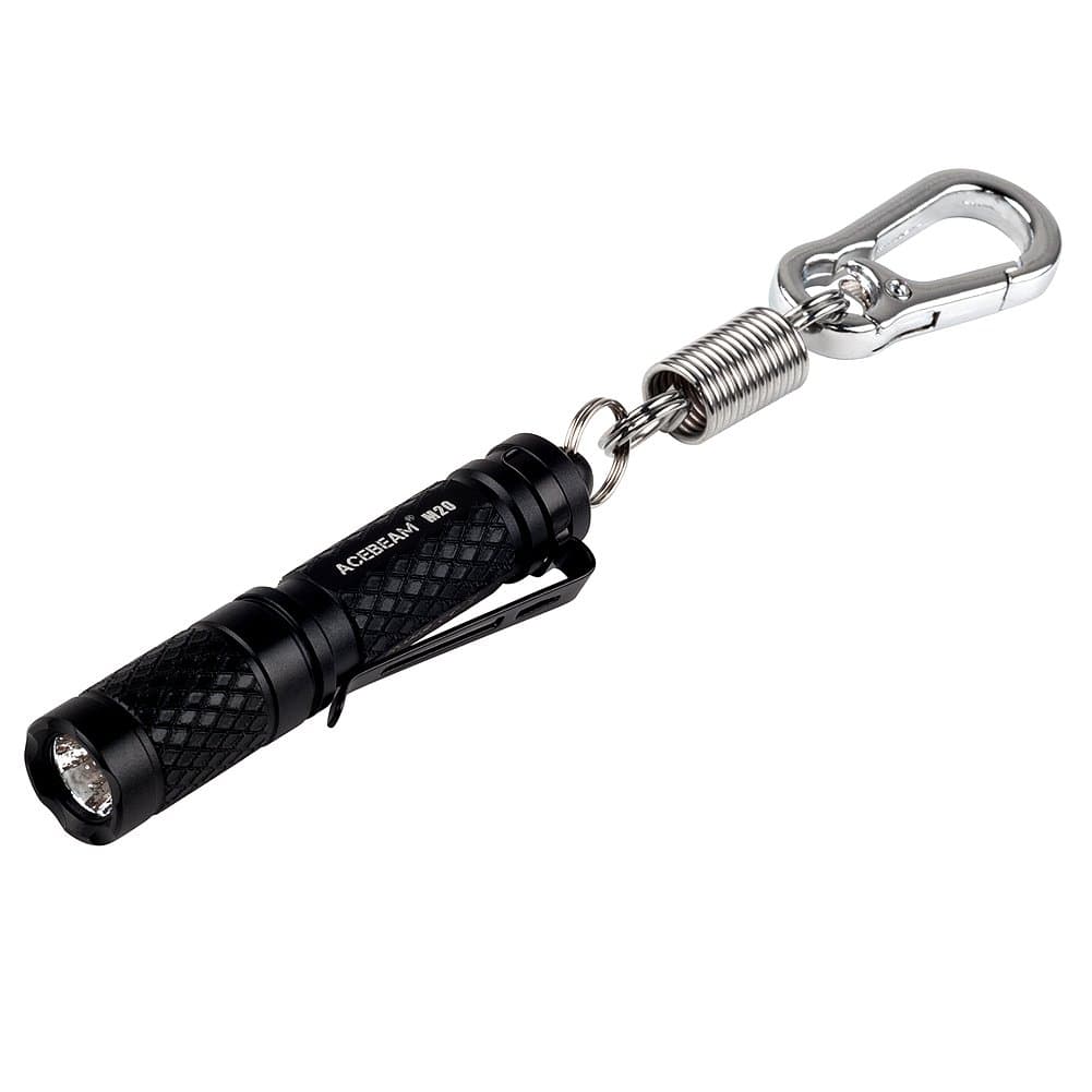 Acebeam M20 1CREE XP-G3 LED Max Output: 150lms Size(mm): 68(Length)14(Tube Dia) Battery Type:1AAA Battery (Excluded) Select Modes by Twisting The Light Head Colors: Black,Tan,Silver for Option.