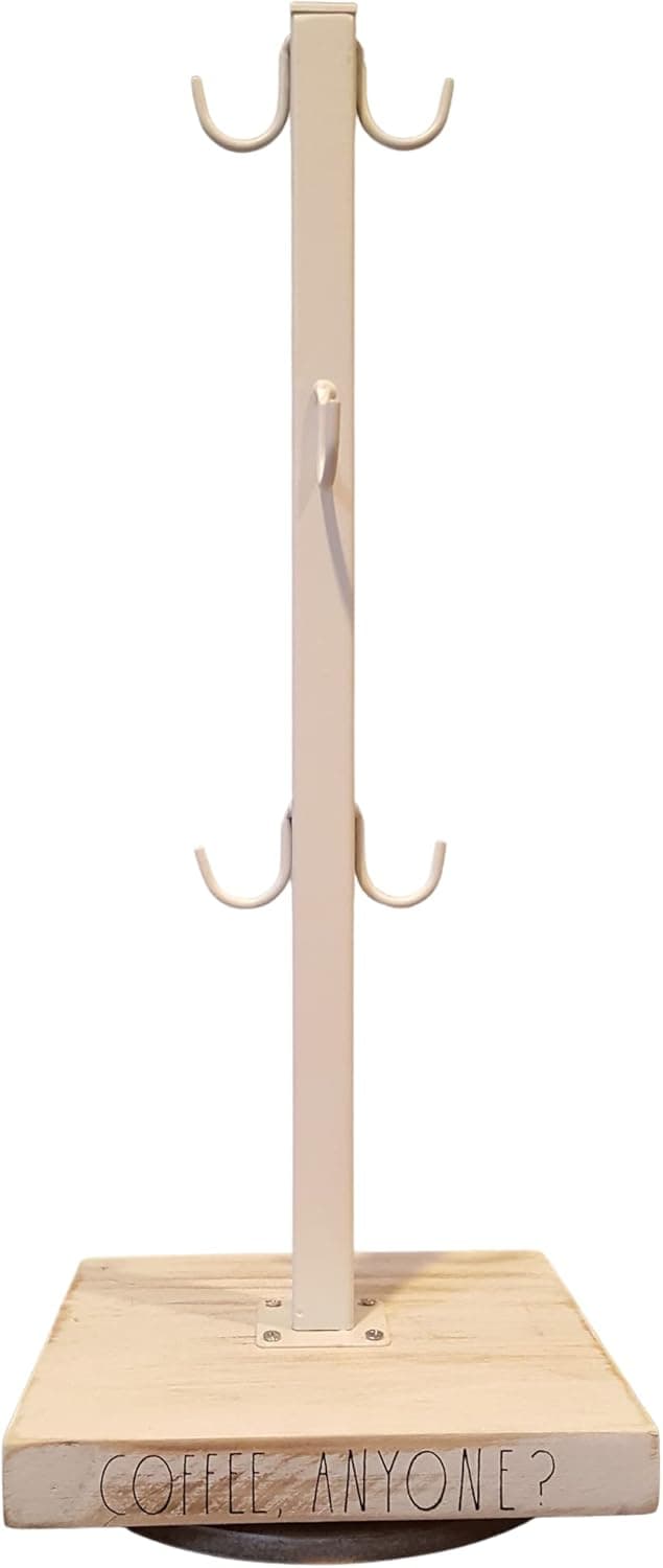 RAE DUNN by DesignStyles Spinning Coffee Cup/Mug Display Holder - White - Coffee, Anyone?