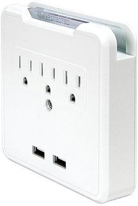 iMagitek Wall Mount Surge Protector Outlets with Dual 2.1A USB Charging Ports and 3 AC Outlet Plugs, One Phone Holder for iPhone, iPad and Others