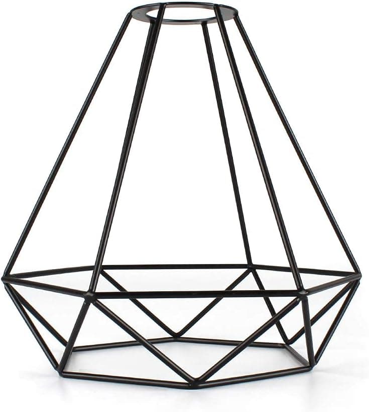 Lewedo Vintage Metal Light Protection Cover, Retro Industrial Lamp Shade, Bulb Guard Holder Fits For E26/E27, Ceiling Wall Pendant DIY Pendant Lights Shade Diamonds Shape 1 Pack