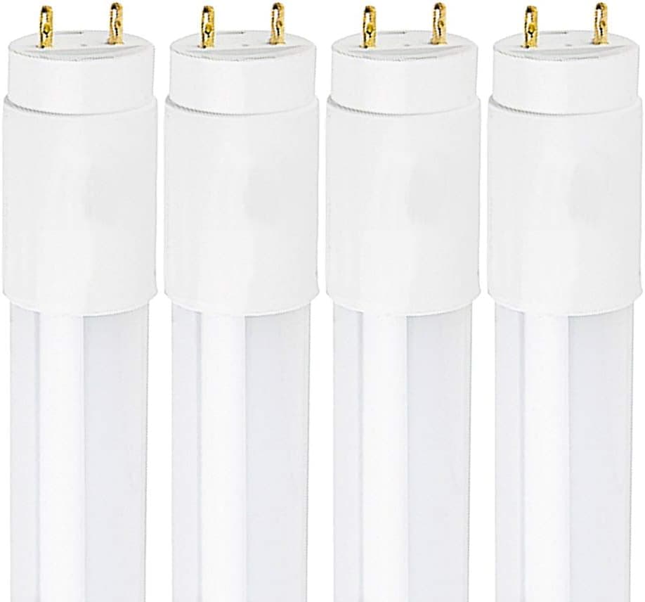 LUXRITE 4FT LED Tube Light, T8, 18W (32W Equivalent), 3000K Soft White, 2000 Lumens, Fluorescent Light Tube Replacement, Direct or Ballast Bypass, DLC and ETL Listed (4 Pack)
