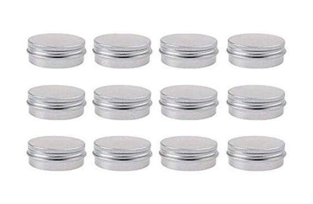 12Pcs Silver Empty Refillable Aluminum Tins Cosmetic Makeup Cream Sample Storage Container Bottle Vial Jars for Lip Balm Eye Shadow Powder Nail Art Loose Tea(30g/1oz)