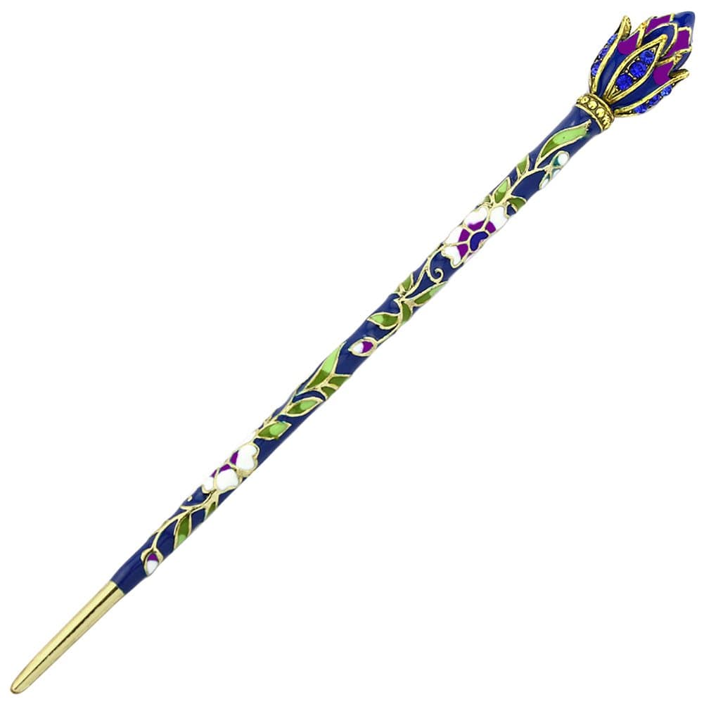 YOY Fashion Hair Decor Chinese Traditional Style Women Girls Hair Stick Hairpin Hair Making Accessory with Lotus,Blue