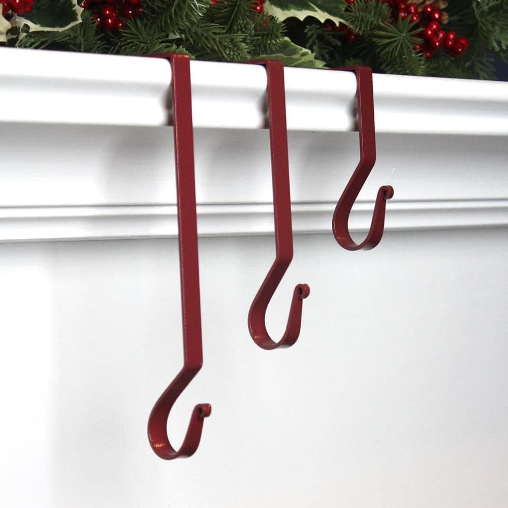 Primitive Home Decors Red Classic 6" Metal Mantle Stocking Hangers (Set of 6)