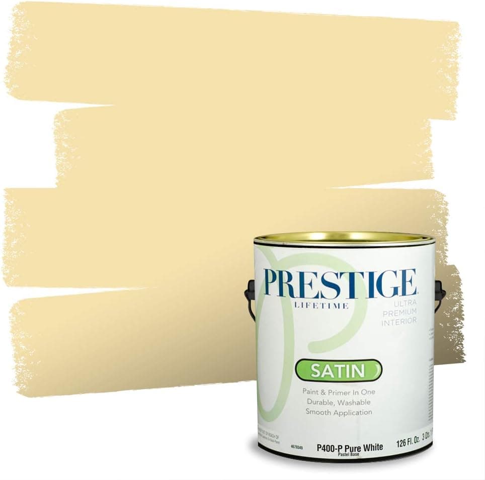 Prestige Paints Interior Paint and Primer in One, Comparable Match of Sherwin Williams* Glad Yellow*, Satin, 1 Gallon