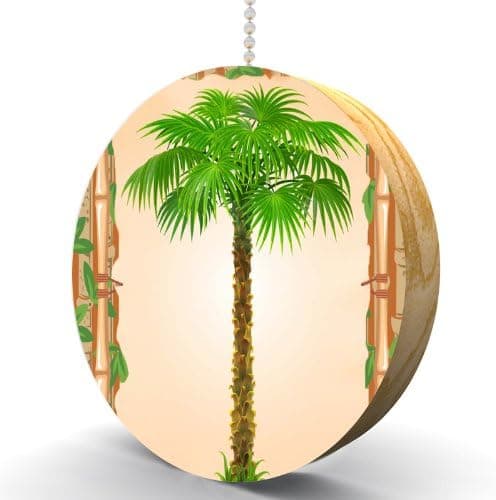 Bamboo Palm Tree Hardwood Oak Fan/Light Pull