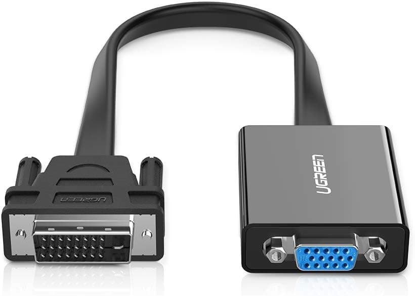 DVI to VGA, Ugreen Active 1080p DVI-D to VGA Adapter 24+1 DVI Male to VGA Female Converter, 60HZ and 3D, for PC, DVD, Monitor, HDTV and Projector 30cm, Black