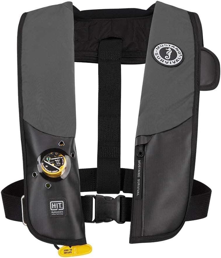 Mustang Survival Corp Inflatable PFD with HIT (Auto Hydrostatic) and Bright Fluorescent Inflation Cell