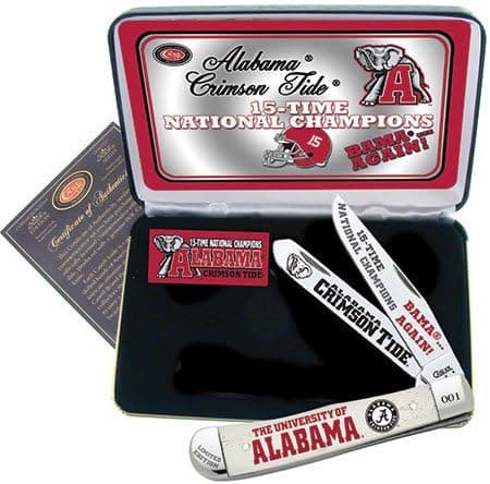 Case Cutlery CAANC Alabama Crimson Tide 15 Time Alabama Crimson Tide 15-Time National Champions Trapper