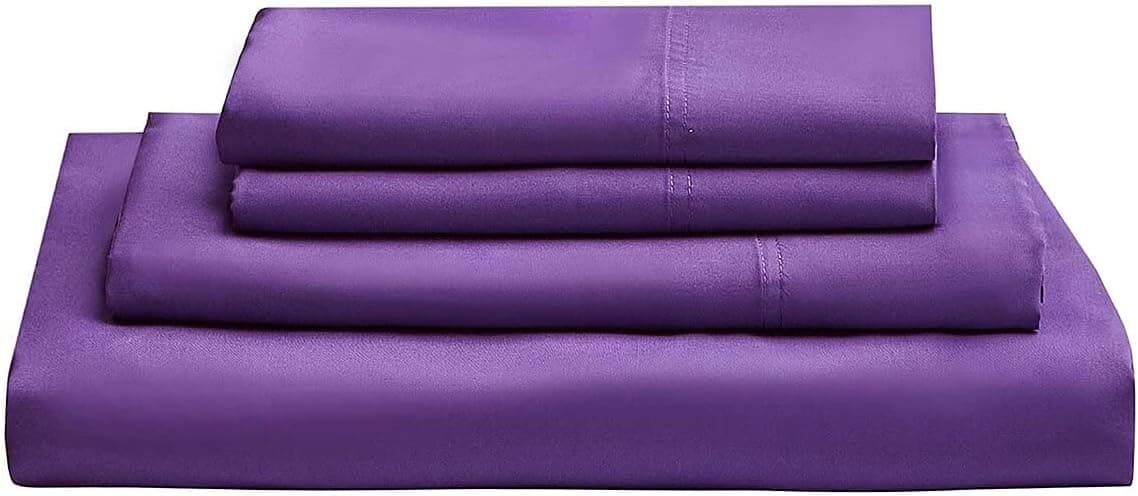 Egyptian Cotton Sheet Set | Sheet Set Queen Size | 4 Piece Sheet Set | Bed Sheet Set | Wrinkle & Fade Resistant | Purple Sheet Set | 1000 TC 21 Inch Dp Comfy Bedding Set !!