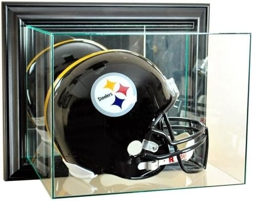 Hall of Fame Memorabilia Full Size Football Helmet Wall Mounted Glass Display Case with Black Frame
