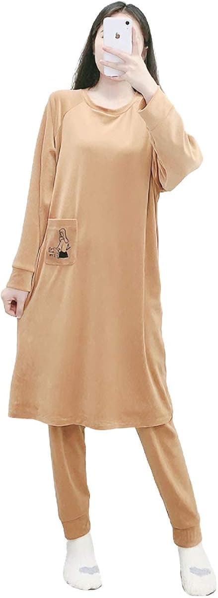 SAPJON Pajama Sets for Women Plush Pant Long Sleeve 2 Piece Sleep Set Cute Warm Winter autumn Sleepwear