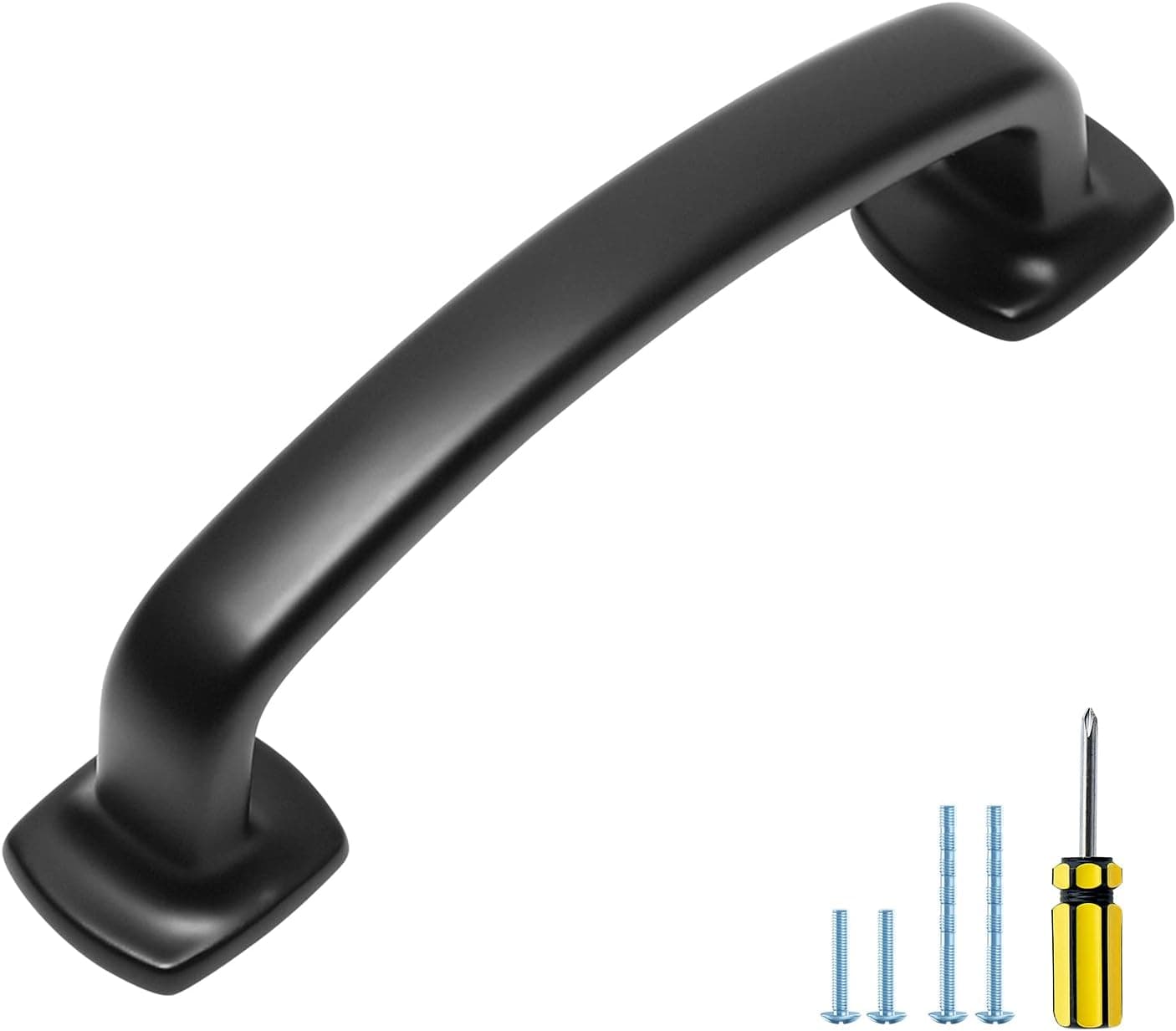 Ravinte Arch Cabinet Pulls Solid 10 Pack 3 Inch Matte Black Kitchen Cabinet Handles Flat Square Foot Curved Drawer Pulls Hardware for Kitchen Cabinet