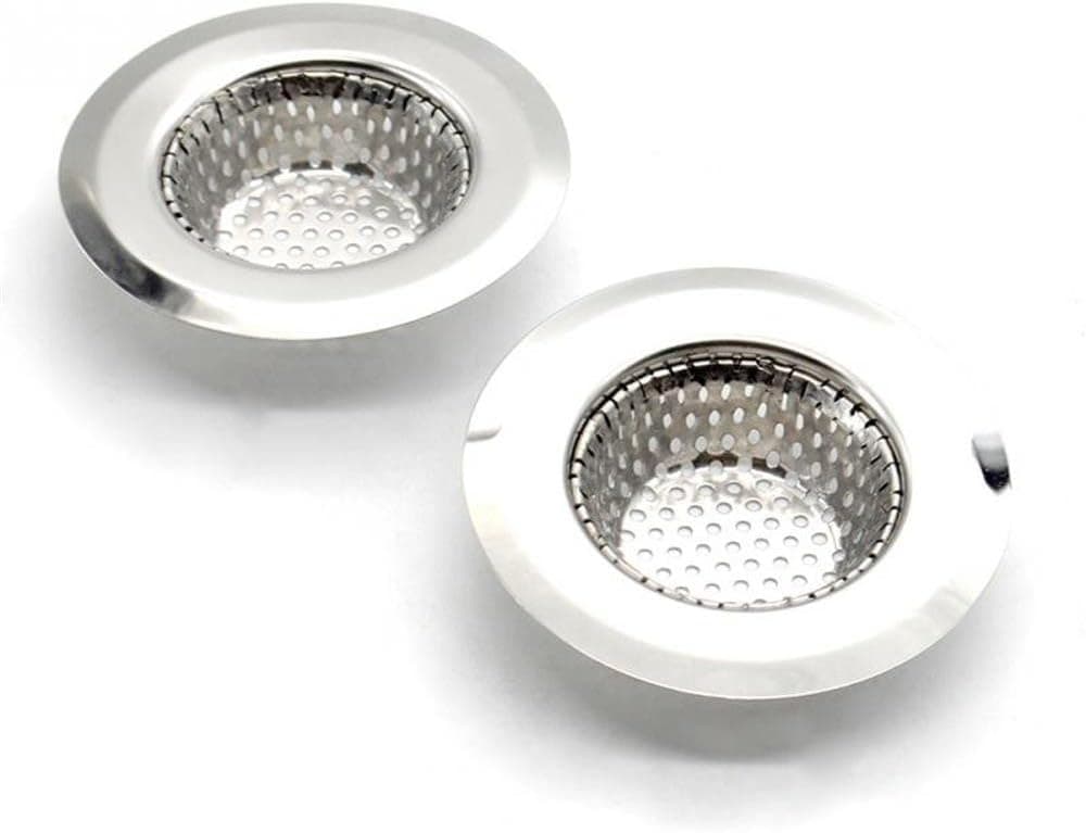 2Pcs Bathroom Drain Strainers Small Wide Rim 2.75'' Diameter Stainless Steel Sink Filter Bathtub Drain Plug Anti-Blocking Strainer