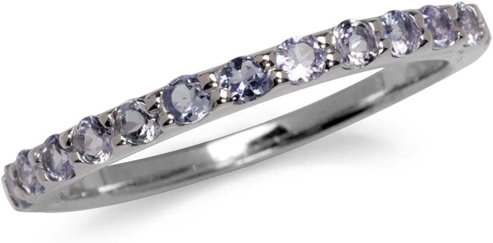 Silvershake Genuine Tanzanite White Gold Plated 925 Sterling Silver Journey Stack Stackable Ring