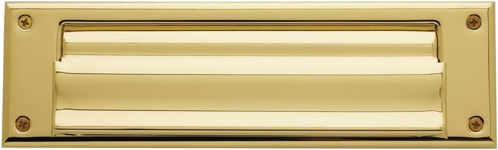 Baldwin 0017.003 Hinged Magazine Size Letter Box Plate, Lifetime Polished Brass