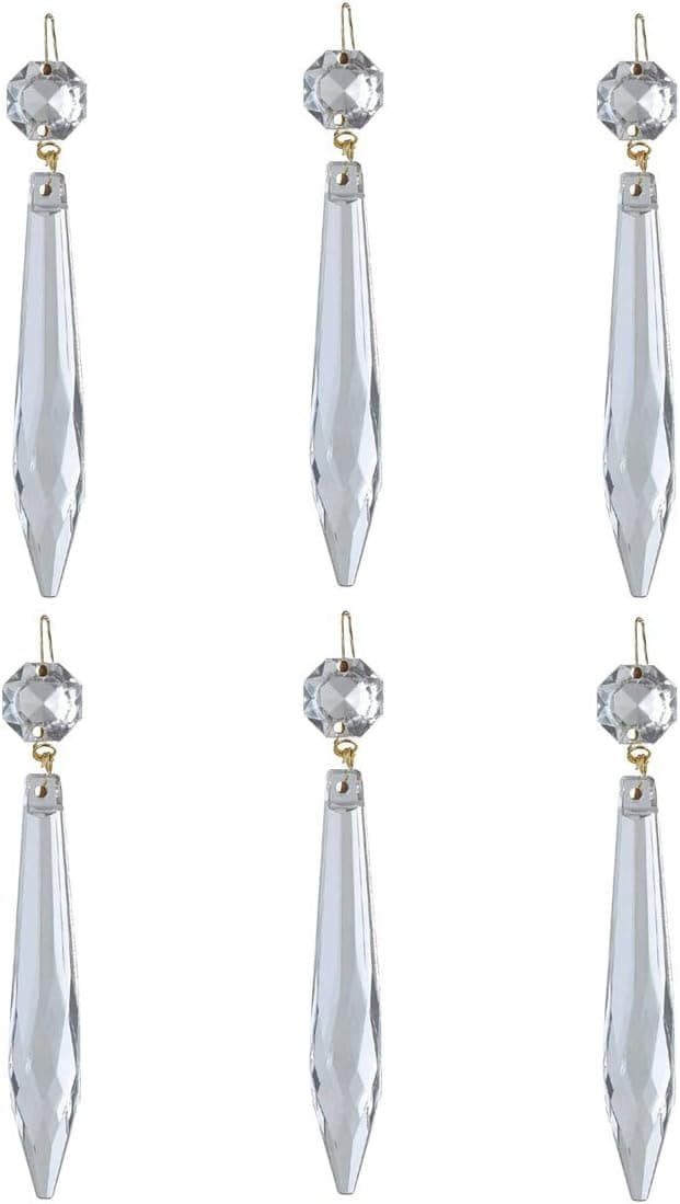Clear Glass Spire Light Pendant 4in Total Length Set of 6