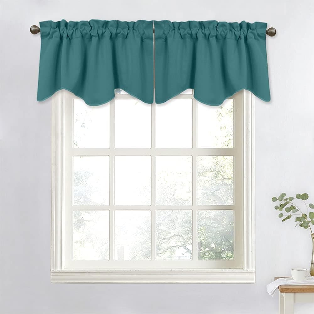 NICETOWN Cafe Curtains for Half Window - Privacy Protection Rod Pocket Valance Tier for Farmhouse/Bathroom/Living Room, 52 inches by 18 inches, 1 Pack, Sea Teal