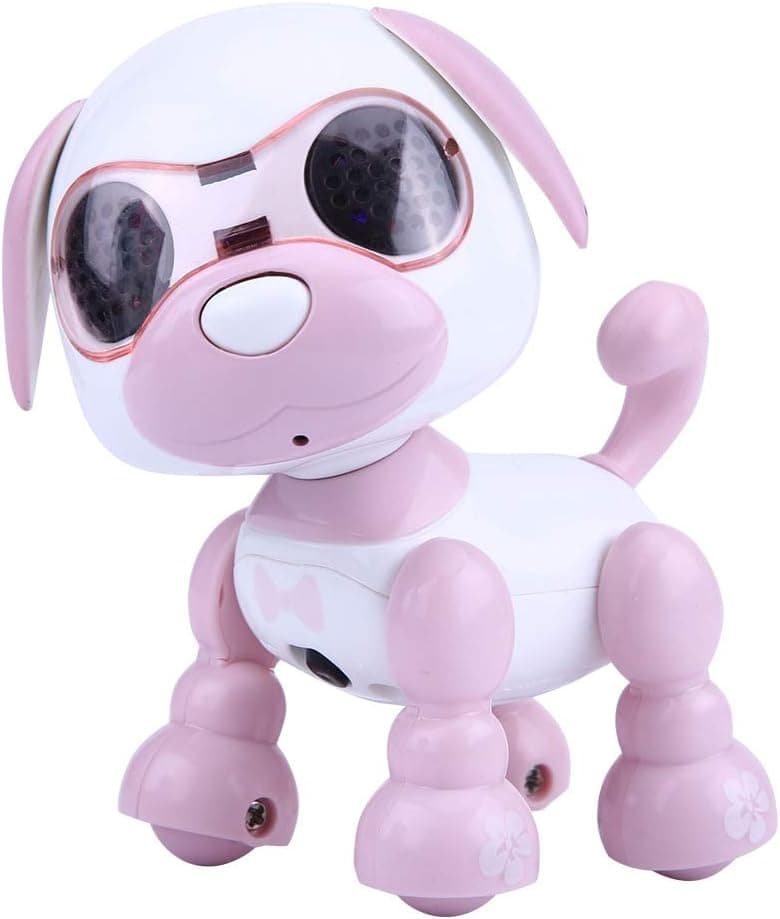 Robot Dog Toy, Electronic Robot Dog Pet Toy Smart Kids Interactive Walking Sound Puppy with LED Light Educational Toy Gift for Kids Children(Pink)