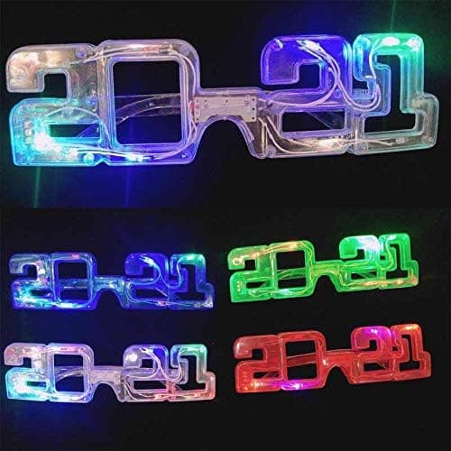 3 - Pack 2021 LED Light Up Multi-Color Flashing Glasses for Holiday Parties, New Years Eve