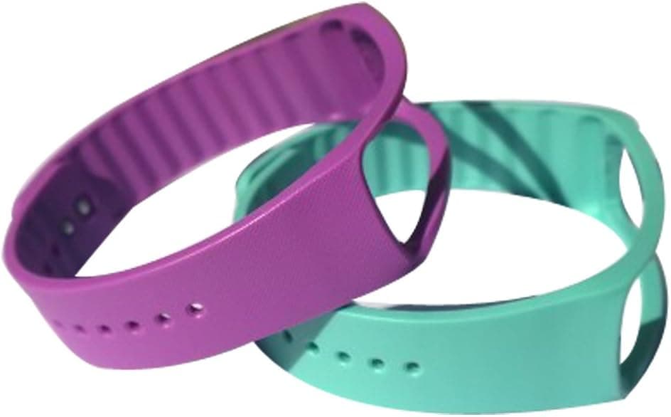 SMT 2pc Replacement Bands with Metal Clasps for Samsung Galaxy Gear Fit Bracelet Smart Wristband Wireless Activity Bracelet Sport Bracelet Sport Arm Band Armband(no Tracker, Replacement Bands Only) (Purple+Green)