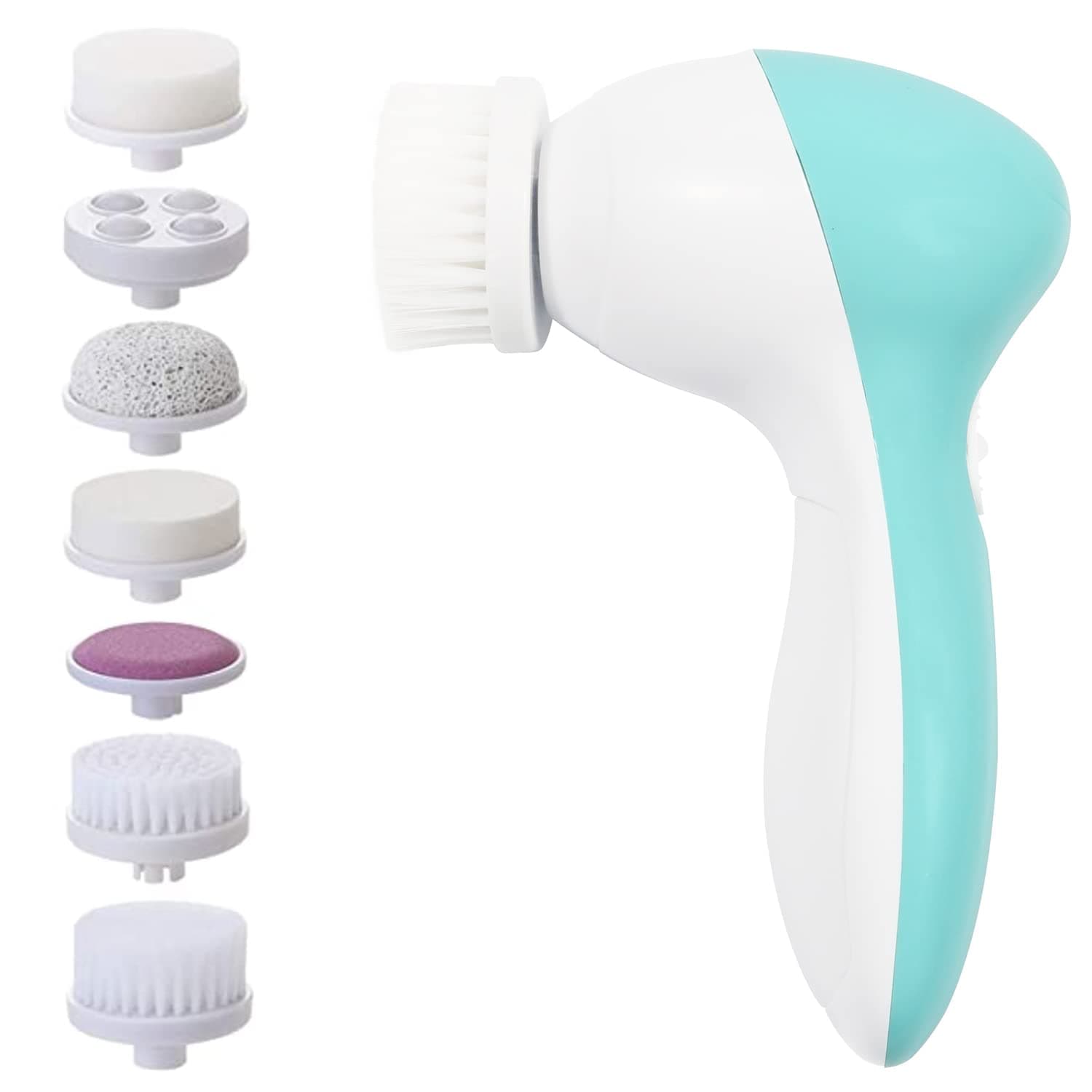 Facial Cleansing Brush Face Spin Brush with 7 Exfoliating Brush Heads for Gentle Exfoliation and Deep Scrubbing, Removing Blackhead, Deep Cleansing [Newest 2021] (Turquoise)
