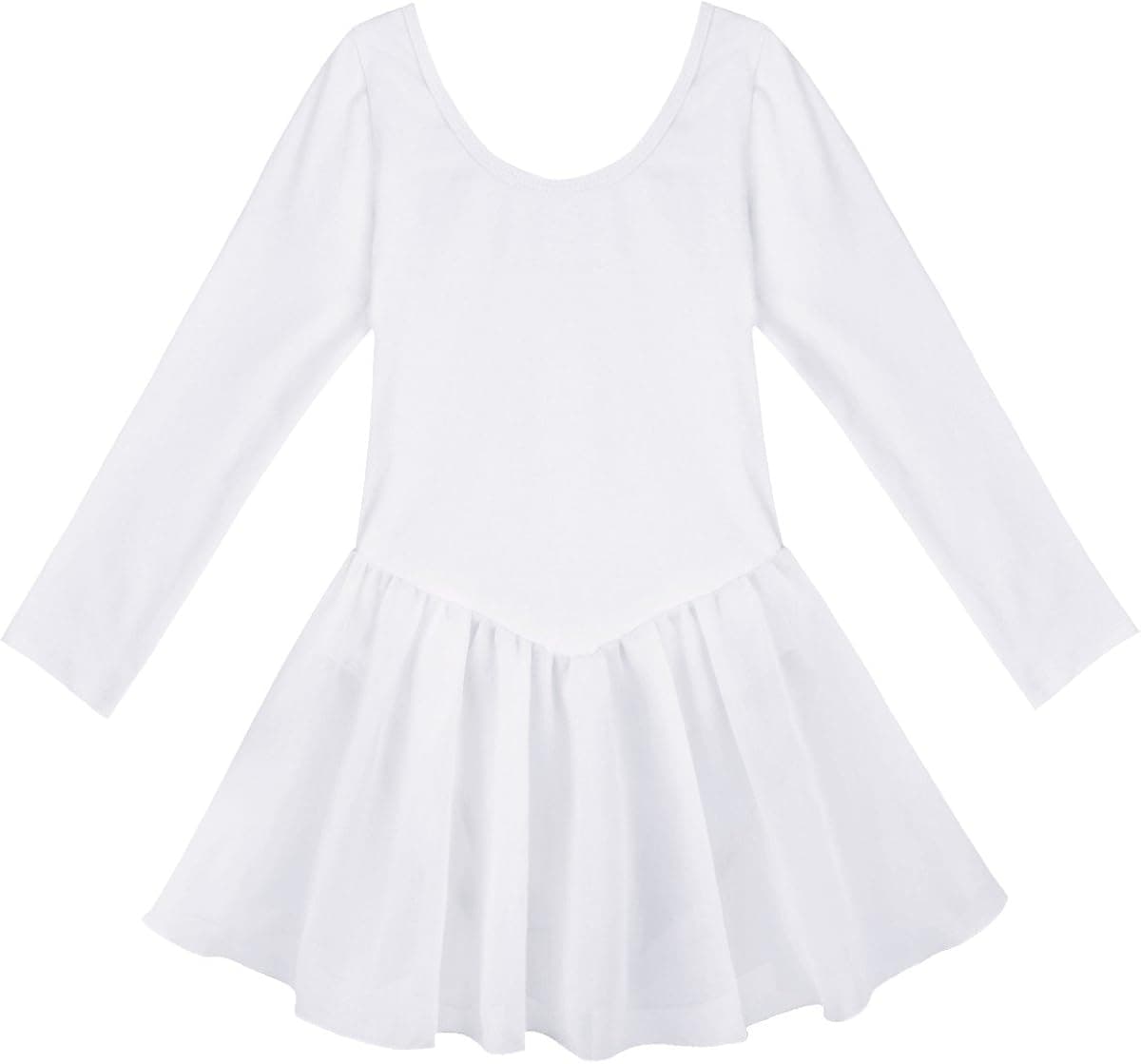 FEESHOW Girls Team Basic Long Sleeve Ballet Dance Tutu Dress Gymnastics Leotard Dancewear Outfit