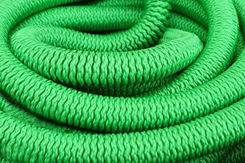 Heavy Duty 75 ft Green Expandable Garden Hose | All New Design- Lifetime Warranty | Nickel Plated Brass Fittings | Nozzle Included (75, Green)