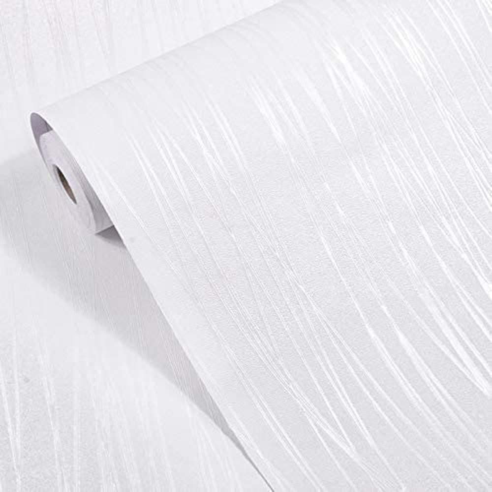 Wallpaper Peel and Stick White Modern Stripe Wallpaper Self Adhesive Vinyl Film Decorative Wall Covering Waterproof Furniture Stickers Drawer and Shelf Liner Stick Paper 17.7" x 393"