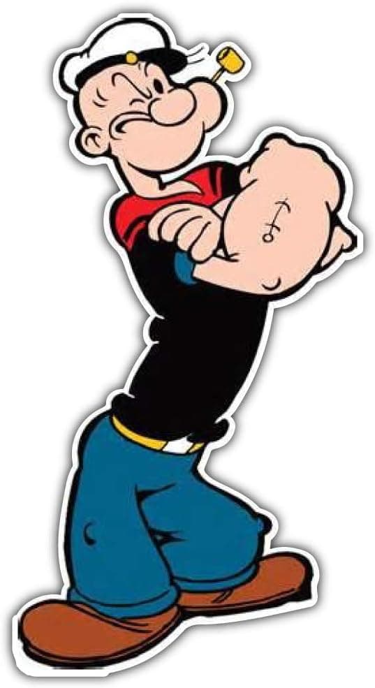 cartoon Popeye Car Bumper Sticker Decal 3'' X 6''