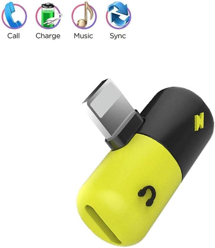 Supfox Compatible Mini Capsule Dual Charger and Headphone Adapter Applicable IPhone X / 7/7 Plus / 8/8 Plus,2 in 1 Dual Aux Audio Adapter Splitter Cable Support Calling & Remote & Charger & Music