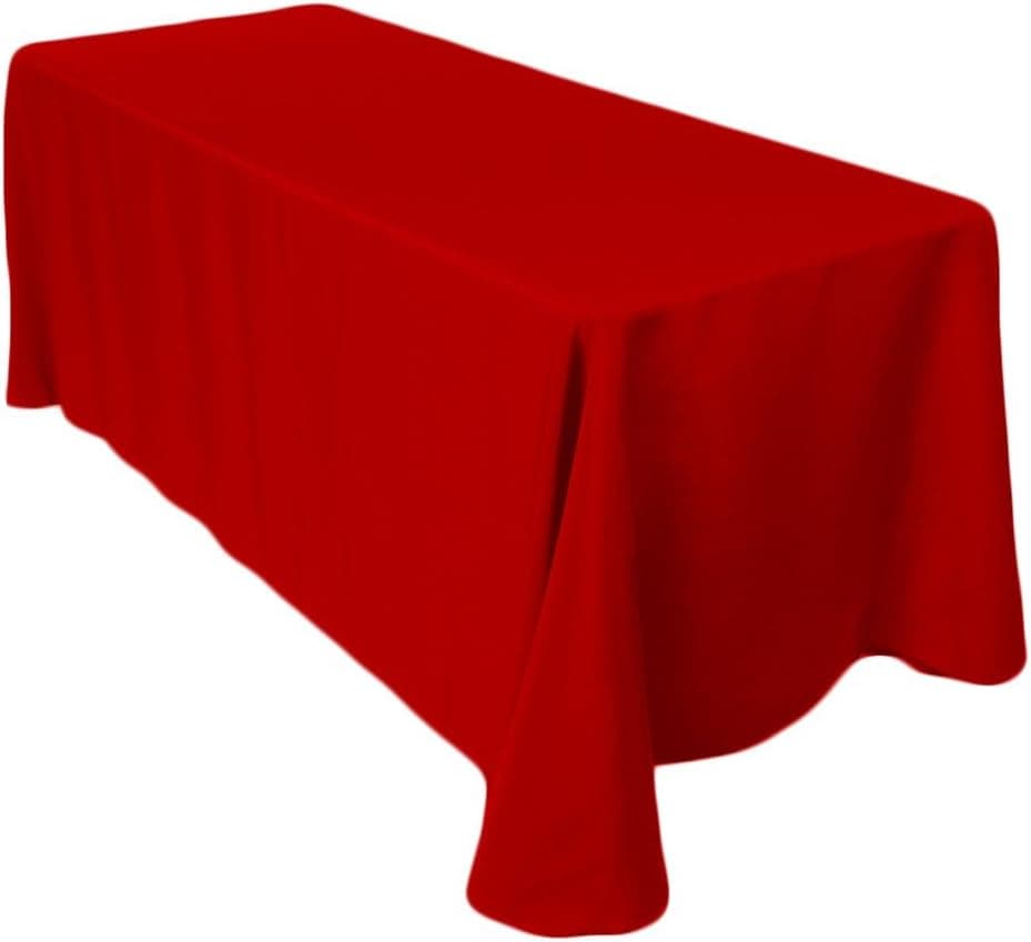 Gee Di Moda Rectangle Tablecloth - 90 x 132 Inch - Red Rectangular Table Cloth for 6 Foot Table in Washable Polyester - Great for Buffet Table, Parties, Holiday Dinner, Wedding & More