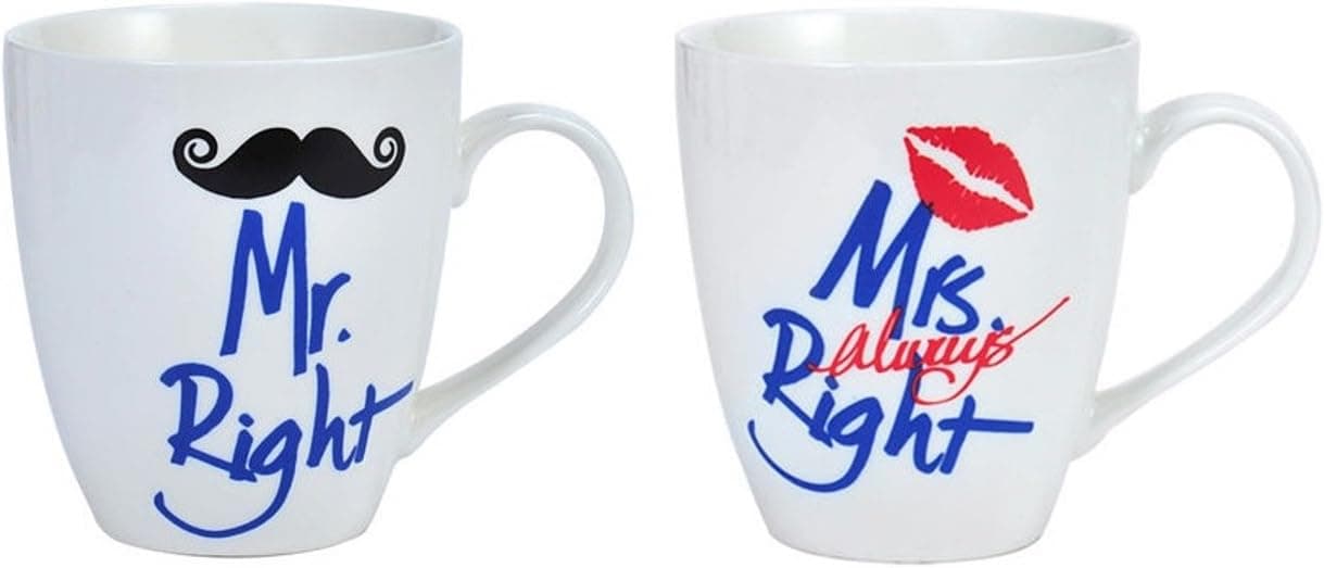 Pfaltzgraff Everyday Mr. And Mrs. Right 18 Oz Coffee Mugs Set of 2