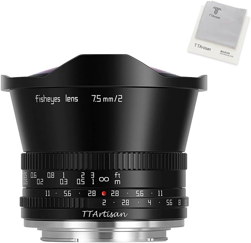 TTArtisan 7.5mm F2.0 Fisheye Lens with 180° Angle of View Compatible with Canon EOS-R Mount Cameras Like EOS R,EOS RP, EOS R5,EOS R6