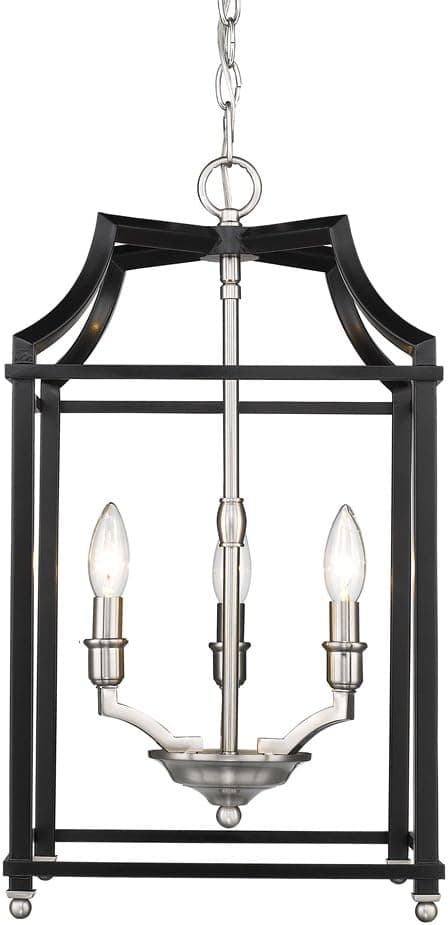 Golden Lighting 8401-3P PW-BLK Leighton Pendant, Pewter with Matte Black