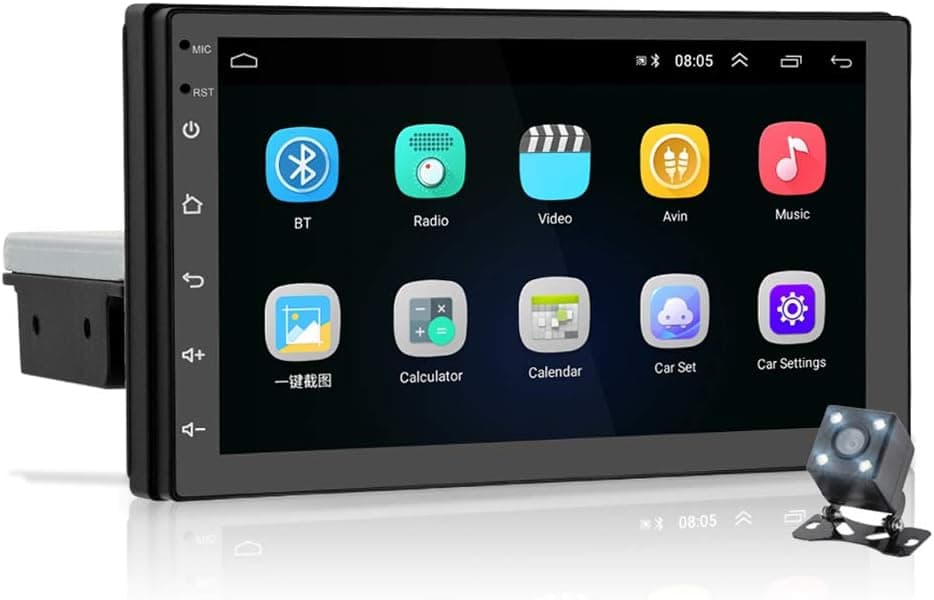 Android Single Din Double Din Car Stereo Hikity 7 Inch Capacitive Touch Screen Car Radio Bluetooth Hand-Free FM GPS Navigation WiFi Connect Support Mirror Link for Android iOS Phone + Backup Camera