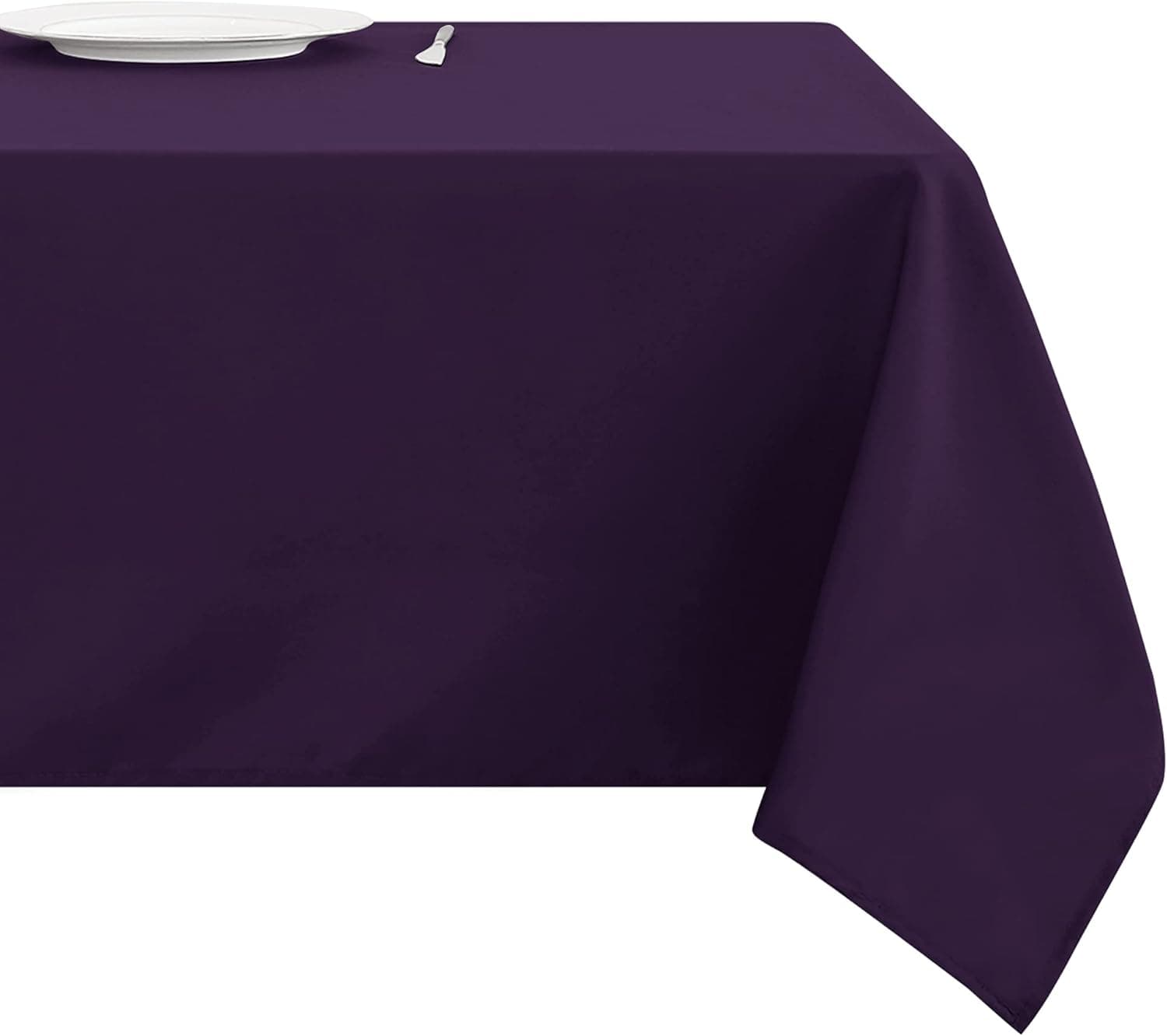 Deconovo Solid Cloth Oxford Decorative Table Cover Rectangle Oblong Tablecloth for Patio, 60x120 Inch, Dark Purple (Solid Table Cloth)