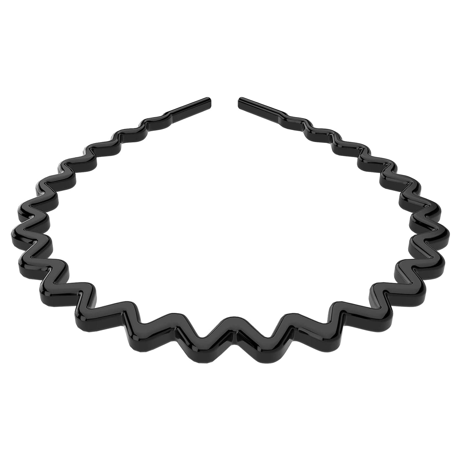 HYFEEL Wavy Headbands Plastic Skinny Thin Non-Slip Flexible Hair Bands Simple Hoops Hair Accessories for Women and Men Solid Colors (Black)